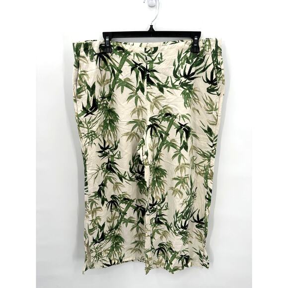 J. JILL Barley Linen Blend Palm Print Wide Leg Culotte Pants // L - Picture 1 of 11